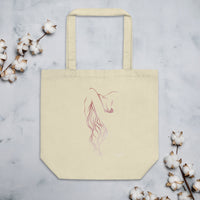 Leaning back silhouette in pink small Eco Tote Bag